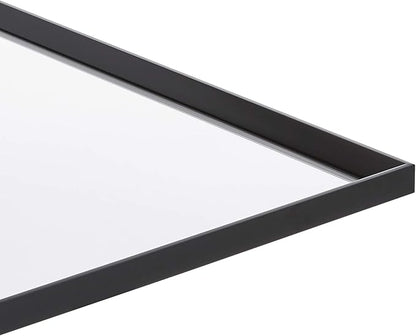 Amazon Basics Rectangular Wall Mount Mirror for Bedroom, Bathroom, Living Room, Entryway, 24" x 36", Peaked Trim, Black, Hangs Horizontally or Vertically
