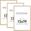 puthiac 13x19 Solid Oak Wood Picture Frame, Fits 11x17 with Mat or 13x19 Without Mat, Wall Display Only, Vertical or Horizontal, Plexi Front, 3 Pack, Natural Oak