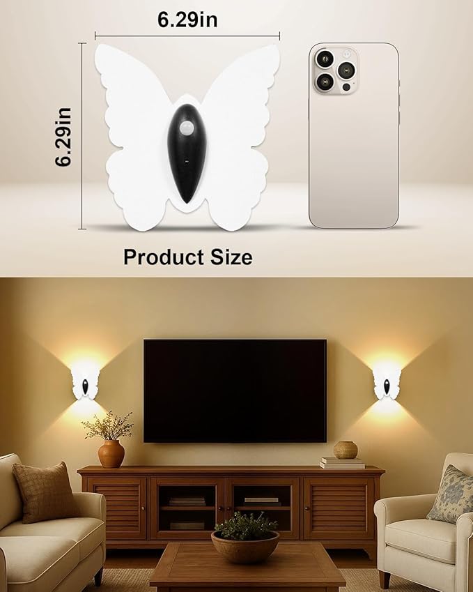 Rechargeable Motion Sensor Wall Light: 3 Colors Wireless Wall Sconces Set of Two with Remote Magnetic Motion Sensor Stair Lights Indoor 5000mAh Battery Powered Wall Lamps for Hallway Bedroom (White)