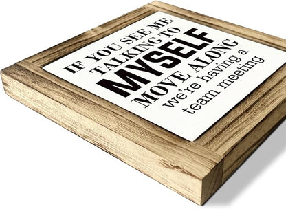 Rustic Office Meeting Sign - Wooden Desk Decor, 5.9 * 5.9 inches