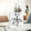 Easter Decor - Religious Gifts for Women Men - He Is Risen Matt 28:6 Wooden Sign Home Office Living Room Bedroom Kitchen Bathroom Desk Table Shelf Decor - 5 x 5 Inches