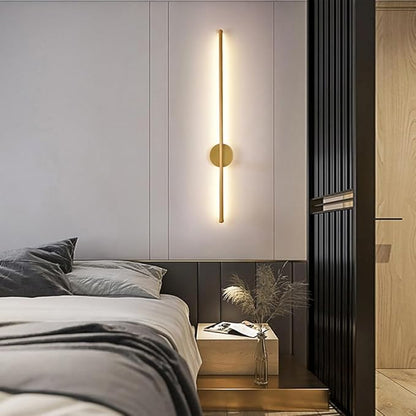 Nordic LED Linear Wall Sconce - Minimalist Aluminum Light for Living Room, Bedroom, and More(Glod,80cm)