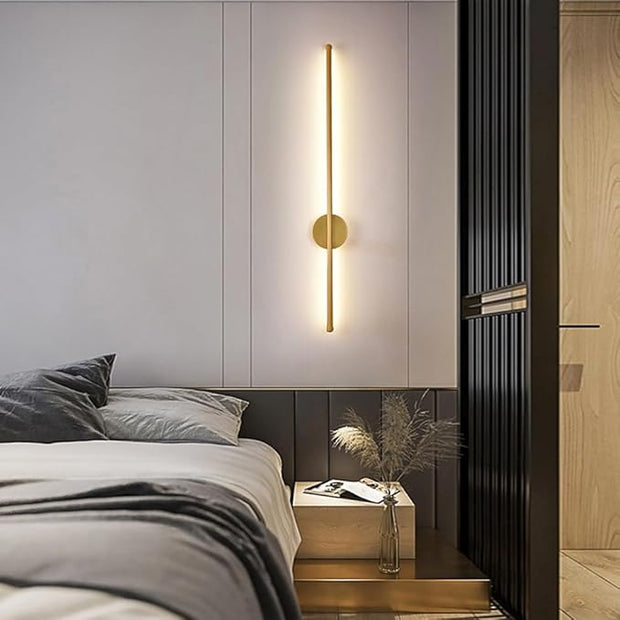 Nordic LED Linear Wall Sconce - Minimalist Aluminum Light for Living Room, Bedroom, and More(Glod,100cm)