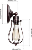 LULING Industrial Wall Sconce Vintage Lighting Adjustable Lamp Rustic Wire Metal Cage Wall Light Shade Edison Style Antique Fixture Porch Mirror (No Bulb) (Bronze Color) (Rust)