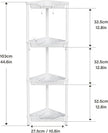 Orimade Rustproof 4 Tier Floor Standing Corner Shower Caddy Organizer, Plastic Metal Splicing Floor Corner Shelf Rack Storage Stands for Bathroom, Marble