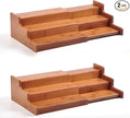JinDoWin Spice Organization for Cabinet, Cabinet Spice Organizer, 3-Tier Spice Rack Organizer for Cabinet, Multi-Use Seasoning Organizer & Seasoning Rack (2, Dark Bamboo)