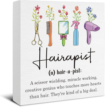 Hairstylist Gifts for Women - Hair Salon Decor - Hairdresser Gifts Wooden Sign Home Hair Salon Barbershop Desk Table Shelf Wall Decor - 5 x 5 Inches