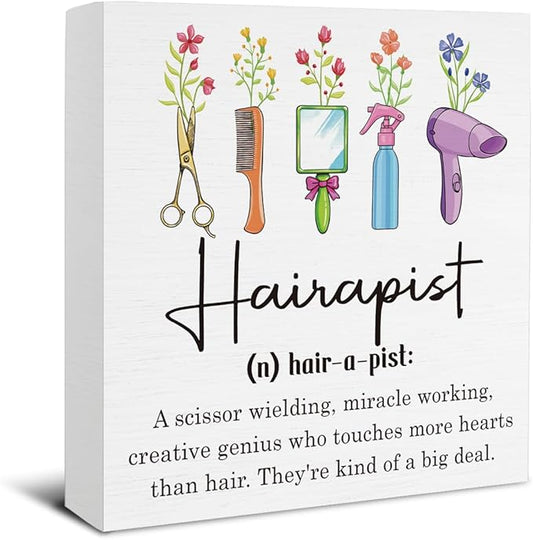 Hairstylist Gifts for Women - Hair Salon Decor - Hairdresser Gifts Wooden Sign Home Hair Salon Barbershop Desk Table Shelf Wall Decor - 5 x 5 Inches