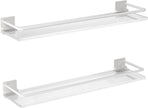 Acrylic Bathroom Floating Shelves - Set of 2, Wall Mounted Shelves for Suitable for Lavatory, Kitchen, Laundry Room, Farmhouse, for Item Storage/Room Decoration (White)