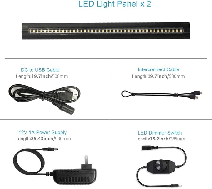 13 inch LED Under Cabinet Lighting, 12V 10W Ultra Thin Plug-in Counter Light, Dimmable Warm White, CRI90 Under Counter Lights for Kitchen, Shelf, Workbench, Cupboard