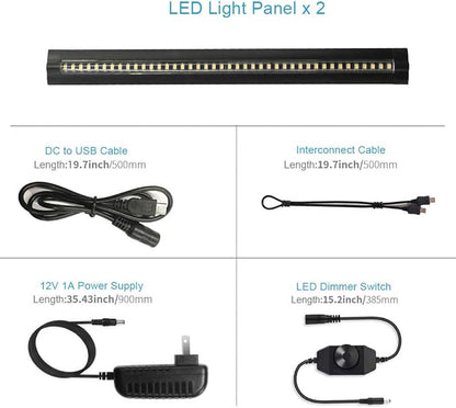 13 inch LED Under Cabinet Lighting, 12V 10W Ultra Thin Plug-in Counter Light, Dimmable Warm White, CRI90 Under Counter Lights for Kitchen, Shelf, Workbench, Cupboard