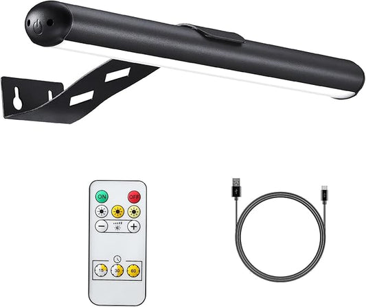 Rechargeable Picture Light Battery Operated, Wireless Painting Light with Remote Control,Metal Art Light Dimmable Display Lamp,3 Modes with Timer for Dartboard Frame Picture Gallery