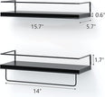 Shario Black Floating Shelves - Set of 2, Wall Mounted Hanging Shelves with Black Towel Rack, Decorative Storage Shelves for Bathroom, Kitchen, Living Room & Bedroom