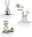 Small Floating Shelves for Wall - 4 Inch Mini Square White Shelves for Bedroom, Living Room, Bathroom, Kitchen, Office Decor Set of 3