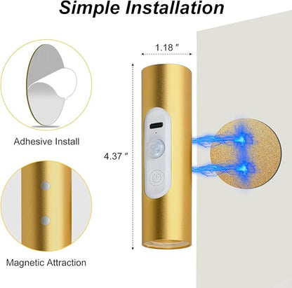 Battery Operated Wall Sconce Set of 2, Magnetic Stick on Wall Lights Motion Sensor Night Lights Indoor with Remote Control, Rechargeable Wireless Up and Down Wall Sconces, 3 Modes Dimmable, Aluminum