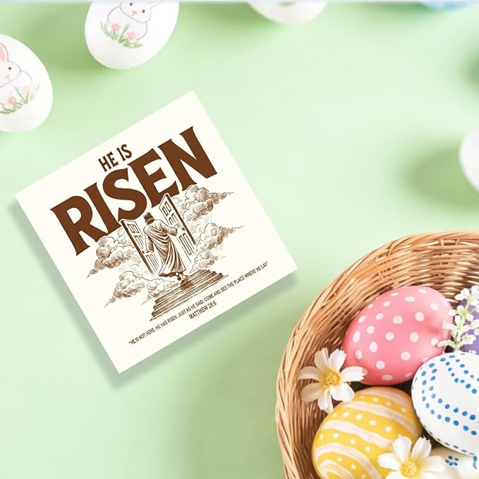 Christian Sign Decor Decorations Religious Jesus Decorations Christian Gifts for Women Home Office Desk Table Shelf Tiered Tray Decor He Is Risen Sign 5 X 5 Inch