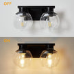 PAZALA 2-Lights Black Bathroom Vanity Lights, Modern Bathroom Lighting Fixtures with Globe Glass Shade, 14in Matte Black Wall Lamp for Bath Over Mirror Kitchen Living Room Hallway Cabinet Porch