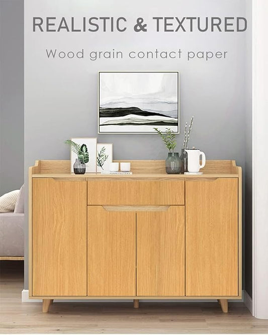 Sevalo Wood Contact Paper Wood Peel and Stick Wallpaper Light Wooden Grain Contact Paper for Cabinets and Drawers Self Adhesive Removable Wallpaper 17.7inW 630inL Oak Natural Easy to Install & Clean