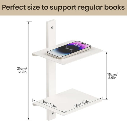 Floating Book Shelves for Wall, 6 Tier Invisible Floating Bookshelf, Vertical Spine Book Tower, Wall Mounted & Space Saving, Heavy Duty Metal Book Organizer for Home Office, 3 Pack White