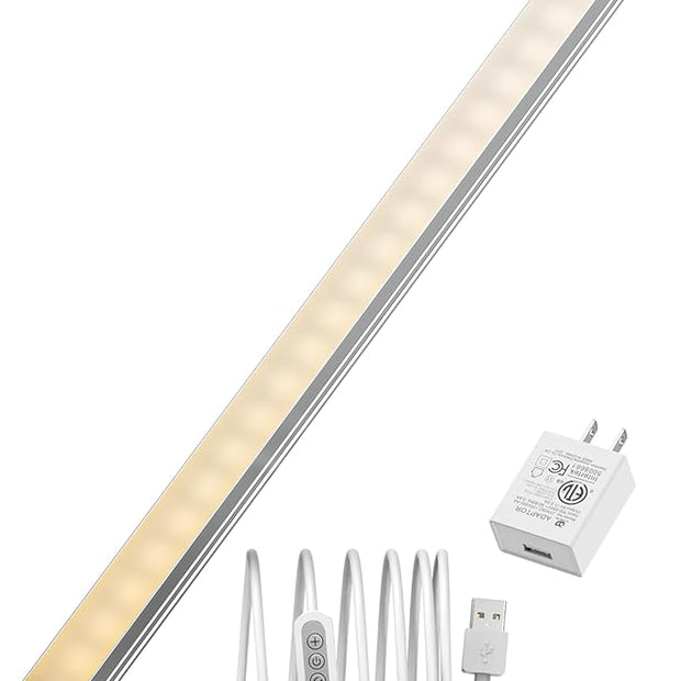 ASOKO LED Under Cabinet Lighting,3 Color Changing(2700K, 4000K,6000K), 14.5in USB Plug-in Under Desk Light, Dimmable LED Grow Light for Home Kitchen,Cabinet,Pantry