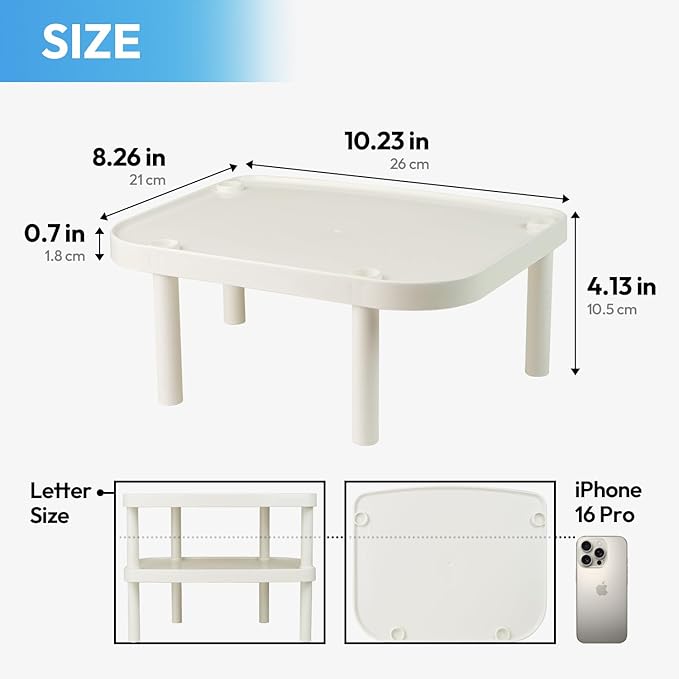 carrotez Small Cabinet Organizer, Set of 2 Stackable Kitchen Counter Shelf, Pantry Storage Shelf Organizer - W10.25 x L8.25 x H4.0 inch - Ivory