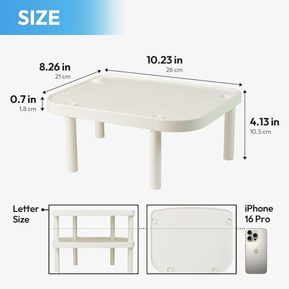 carrotez Small Cabinet Organizer, Set of 2 Stackable Kitchen Counter Shelf, Pantry Storage Shelf Organizer - W10.25 x L8.25 x H4.0 inch - Ivory