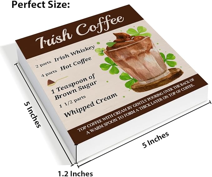 St Patricks Day Decorations - St. Patrick's Day Decor - Irish Coffee Bar Wooden Sign Home Kitchen Coffee Bar Table Shelf Desk Decor 5×5 Inches