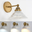 HEQIQEH Vintage Battery Operated Wall Sconce with Clear Ribbed Glass Shade, Dimmable Cordless Wall Lamp with Remote Control for Indoor Bedside, Hallway, Porch, Kitchen, Vanity Bathroom（1-Pack）