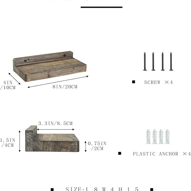 Freezing point Small Floating Shelves for Wall Set of 2 Natural Wood 8×4Inch Wall Shelf Mini Corner Shelf Decor Plant Display Mounted Kitchen Bathroom Bedroom Decorative Storage Tiny Stand