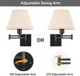 TRLIFE Wall Sconce with Remote Control, Dimming 10%-100% and Adjustable Color Temperature 2700K-6500K Swing Arm Wall Lights with Plug in Cord, 9.4