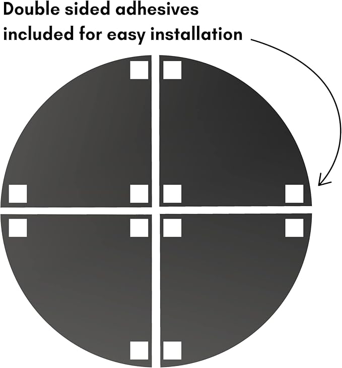 Americanflat Adhesive Mirror Tiles - Set of 4 Quarters Circle Mirrors for Wall and Home Decor - Peel and Stick Mirrors - Modern Glass Mirror for Bathroom, Bedroom, Living Room