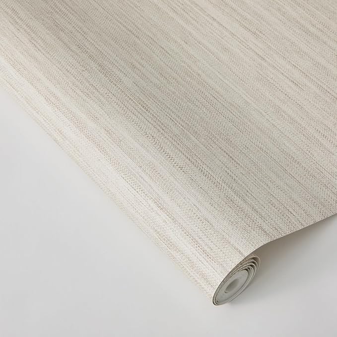 Tempaper Textured Beige Horizontal Faux Grasscloth Removable Peel and Stick Wallpaper, 20.5 in X 16.5 ft, Made in The USA