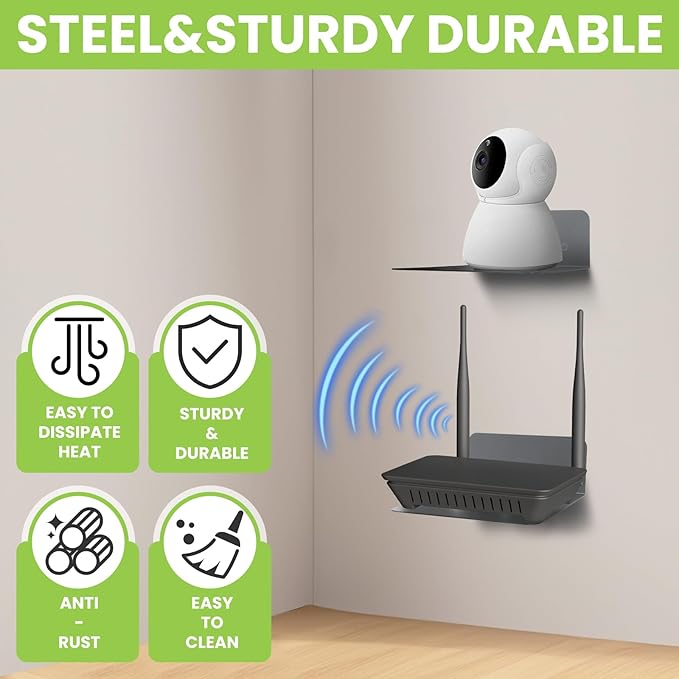 Steel Floating Shelves for Wall,Small Wall Shelf，Suitable for Bedroom, Living Room, Bathroom, Kitchen, Office (Grey, 4.72x6.1 in)