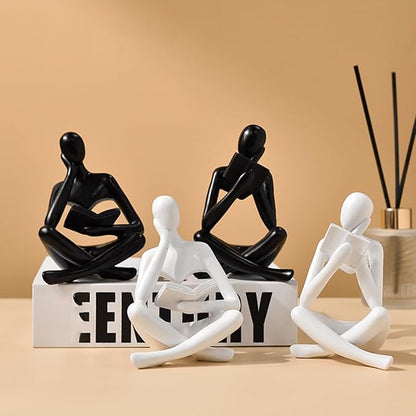 Style-A Beige, Creative Abstract Thinker Bookend for Home Aesthetic, Study, and Wine Cabinet – Stylish Shelf Decor Accent and Thoughtful Gift for Living Room, Bar, or Coffee Shop