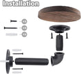5.9inch Wall Mounted Floating Shelves Round Display Rack with Metal Industrial Pipe Brackets, Rustic Wood Shelving for Bedroom, Bathroom, Living Room, Kitchen, Set of 2