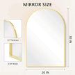 Arched Bathroom Mirror for Wall, Mirror for Vanity,30''x20'' Large Wall Mounted Mirror, Metal Frame (30''x20'', Gold)