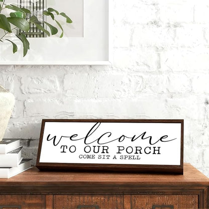 Welcome to Our Porch Sign, Farmhouse Wood Signs, Front Door Decoration for Home Farmhouse Cottage, Entryway Decors, Decorative Wooden Table Sign, Wall Decors Art, Housewarming Decoration