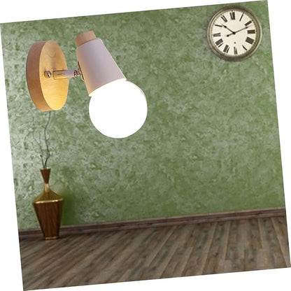 HOMSFOU Minimalist Wall Lamp with Solid Wood Base Modern Wall Light for Living Room Bedroom Bathroom Stylish Loft Decor Bulb Not Included White Finish
