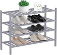 RONGJlA 4 Tier Bamboo Shoe Rack for Closet Free Standing Wood Shoe Shelf Storage Organizer for Entryway Small Space Stackable, Gray