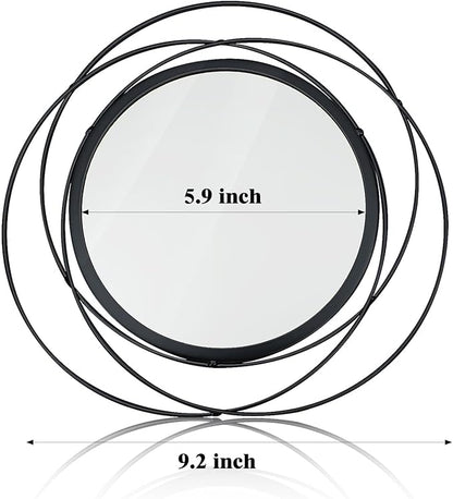 3 Set 9.5 Inch Black Circle Mirrors Wall Decor Iron Frame Wire Mirror Metal Circular Mirror Home Decor Hanging Mirrors for Room/Bedroom/Bathroom/Entryway