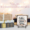 Coffee Gets Me Started Jesus Keeps Me Going - 5'' Rustic Cafe Wooden Sign With Metal Stand - Religion Wooden Plaque Tabletop Decor Gifts For Coffee Lover Christians - Home Kitchen Decor & Supplies-B05