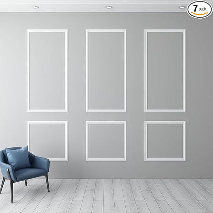 OUZUGIE 3 Set Wall Molding Kit Pre-Cut Wainscoting Panels for Easy DIY Interior Wall Decor & Accent Walls - Installed with Glue(Not Including) 3 Top 3 Bottom