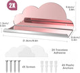NiHome 2-Pack Rose Gold Mirror Finish Cloud-Shaped Acrylic Floating Shelves - Stylish Wall Decor for Bedrooms, Bathroom Vanity & More - Versatile Mirrored Shelves for Decorative Display and Storage