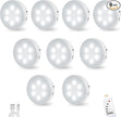 Puck Lights with Remote Control, Under Cabinet Lighting with Magnetic and Cordless, 1200mAh Rechargeable Closet Lights Stick On Lights for Under Cabinet,Hallway, Stairway,Closet (Cool White,9pcs)