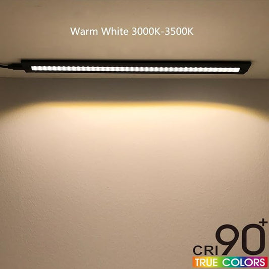 inShareplus 13inch LED Under Cabinet Lighting, Dimmable Light, Warm White 3500K, CRI90+, 450Lumens, DC 12V Ultra Thin Under Counter Kitchen Lights for Kitchen, Shelf, Cupboard, Black, 1 Pack