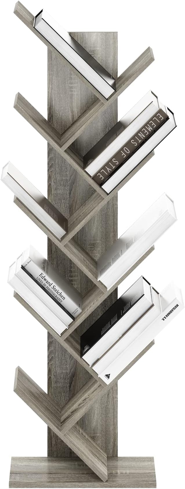 Furinno TREE Book Shelf, 9-Tier Bookshelf, Tree Bookcase with Angled Open Shelf, 8.4