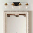 PAZALA Black Gold Bathroom Light Fixtures Over Mirror 4-Lights Vanity Light Wall Sconce with Globe Glass Shade, E26 Base, Perfect for Hallway Picture Wall Lighting Bathroom Bedroom Mirror Living Room