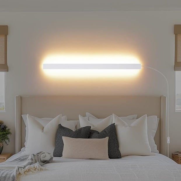 Modern Plug in Wall Lights, 31.4 inch Frosted White LED Long Wall Sconce, 16W Warm White 3000K Acrylic Indoor Wall lamp,with 59" Plug Cable for Bedroom, Living Room, Hallway