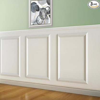 3 Set Peel and Stick Wall Molding Kit,24" x 32" Premade Self Adhesive Wainscoting Panels,Ready to Assemble Accent Molding Trim for Interior Wall Moulding Decor