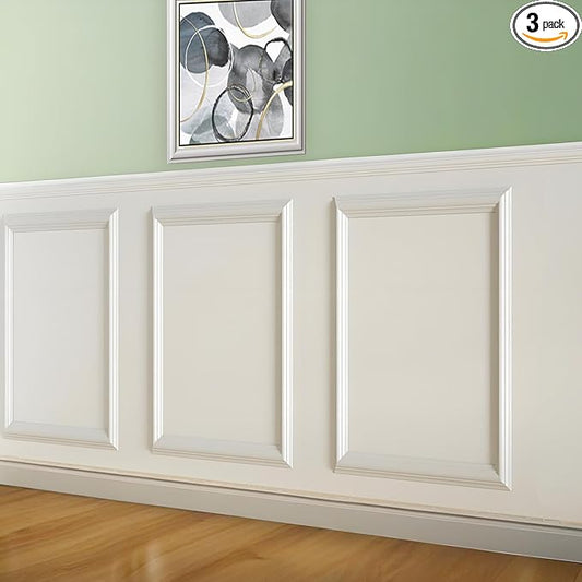 3 Set Peel and Stick Wall Molding Kit,24" x 32" Premade Self Adhesive Wainscoting Panels,Ready to Assemble Accent Molding Trim for Interior Wall Moulding Decor